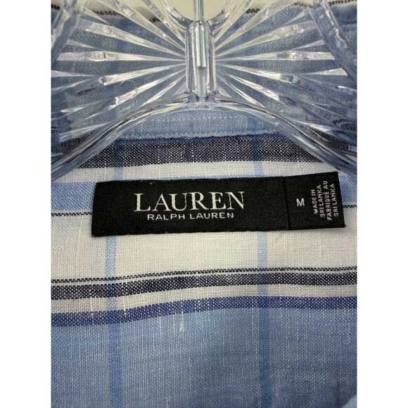 Lauren Ralph Lauren Women's Classic Collared Linen Button Down Shirt Sz. M - Picture 4 of 11